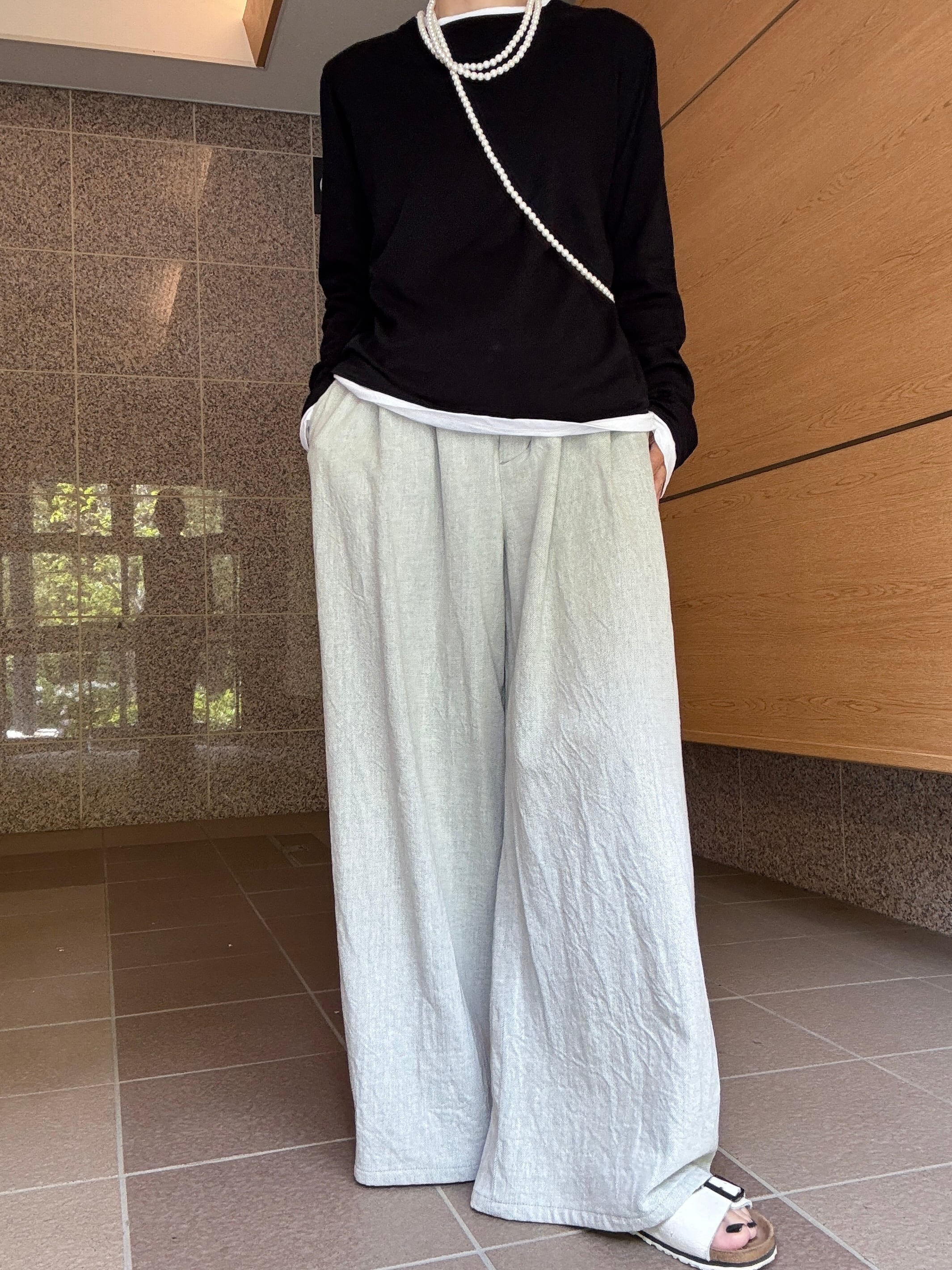 レイヤードセットプルオーバー ブラック 【 Cotton 素材 】 | 3e