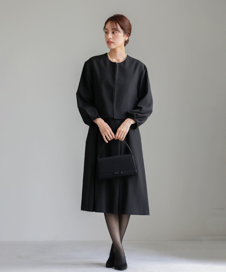 最強配送】喪服・礼服【洗えるフォーマル】ボリューム袖ノーカラー