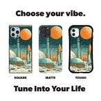 受注生産 iPhoneケース 月面都市とオレンジ惑星の宇宙柄｜レトロ宇宙 RFSP020C
