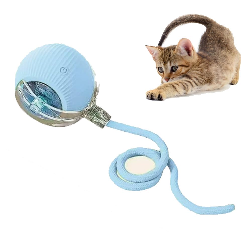【努力特価】猫 おもちゃ 自動 猫 ボール USB充電式 LEDライト搭載 光る光る 360°自動回転 3モード搭載 電動おもちゃ 球体自動猫じゃらし ペットおもちゃ 猫 玩具 電気自動ボールおもちゃ 一人遊び お留守番に ストレス解消 発散 運動不足解消 狩猟本能刺激 ねこ ネコ 充電ケーブル付き (ブルー)