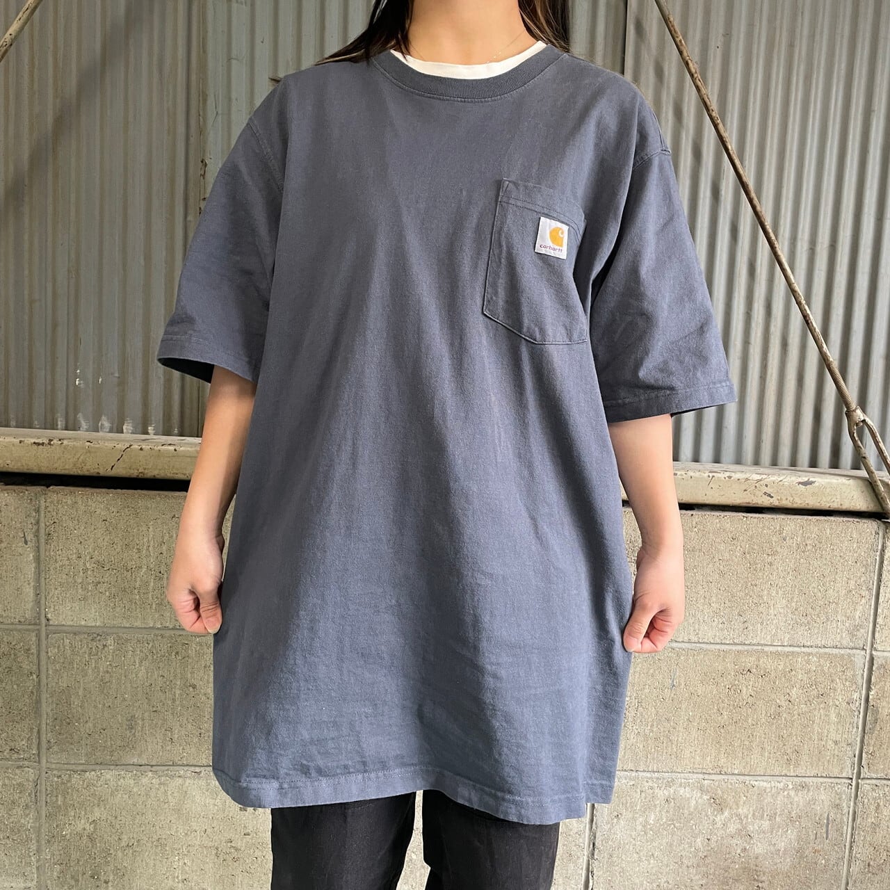 Carhartt カーハート ワンポイントロゴ ポケットTシャツ LOOSE FIT メンズL TALL 古着 ポケT  グレー【Tシャツ】【FSS2308-50b】 | cave 古着屋【公式】古着通販サイト