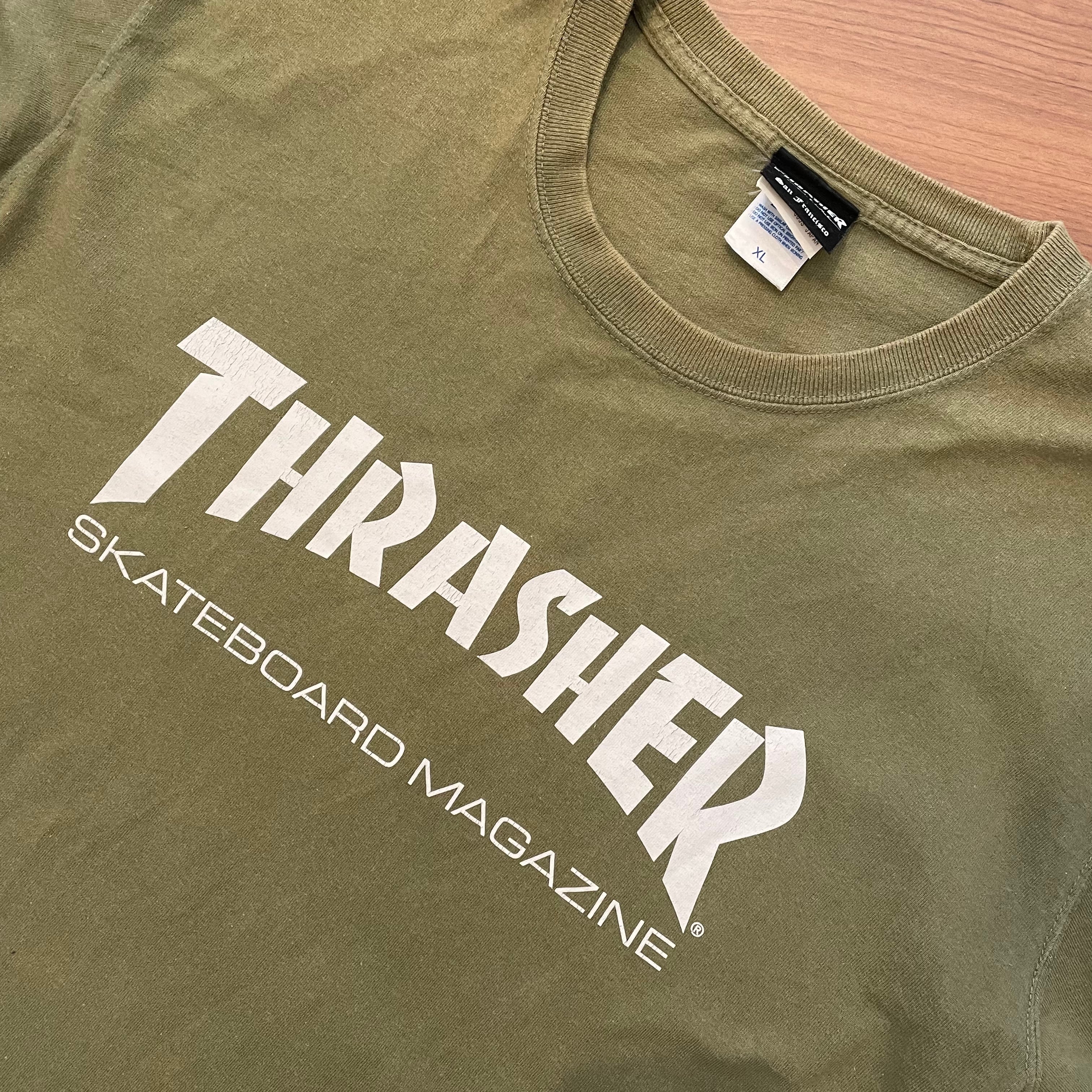 THRASHER】ロゴ Tシャツ XL オーバーサイズ スラッシャー カーキ US ...