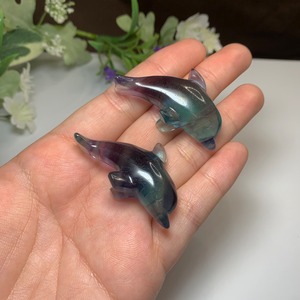 1.海のアニマル♪♪フローライトイルカ☆ペアセット