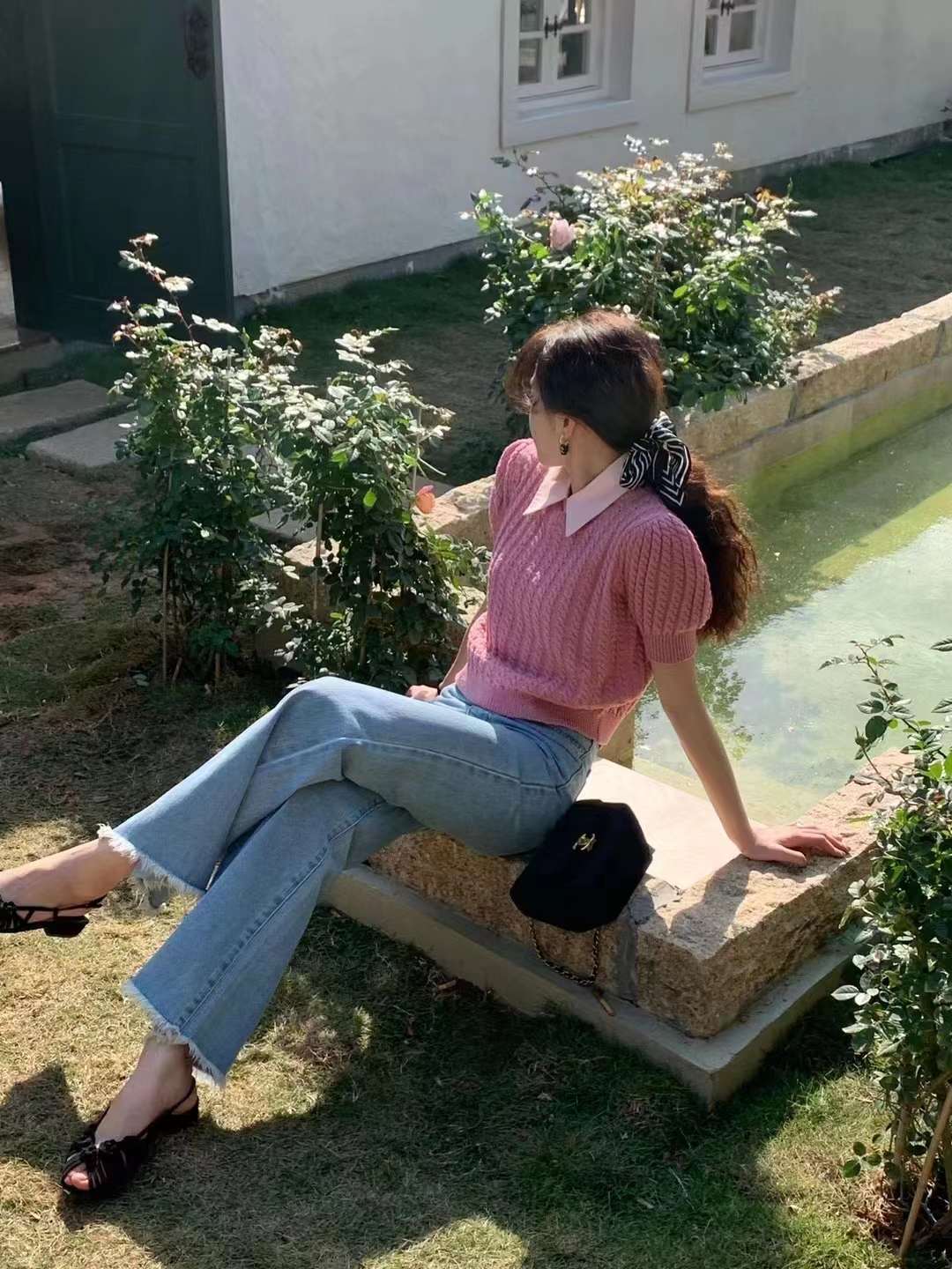 襟付き半袖ニット AJ22155-2335