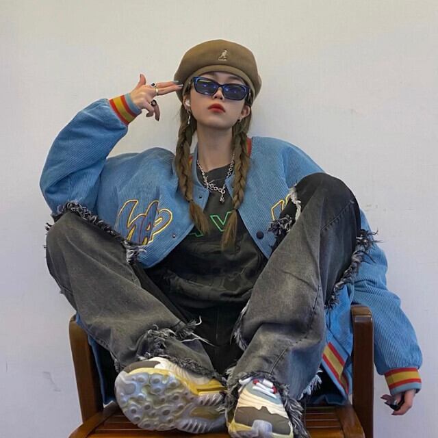 スタジャン アウター レディース メンズ ユニセックス かっこいい おしゃれ ロゴ ブルー/ブラック M/L/XL/2XL