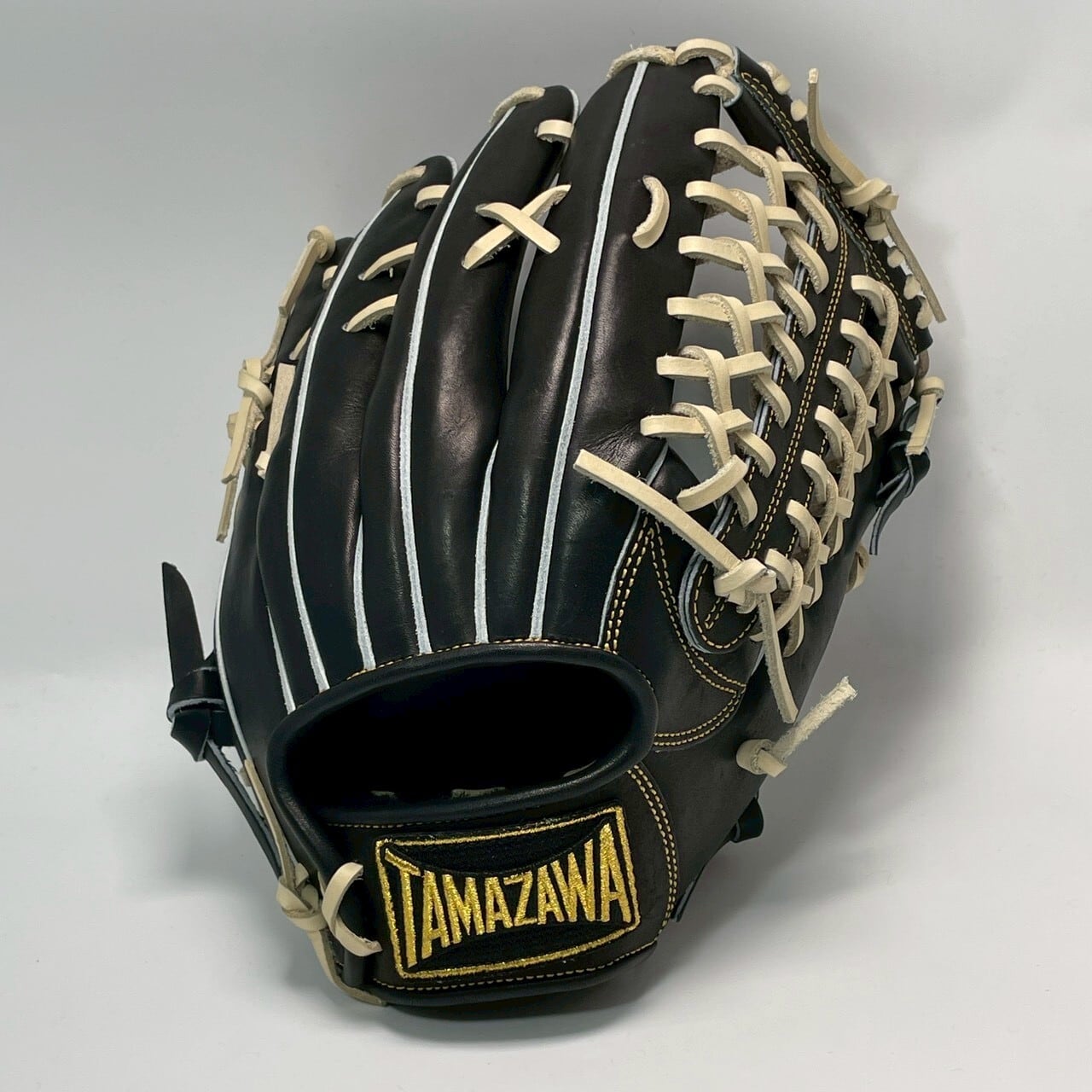 【硬式】玉澤 外野手用グローブ TUG-57DX型 トルネードウェブ(本体:ブラック 紐:キャメル)|タマザワ_03