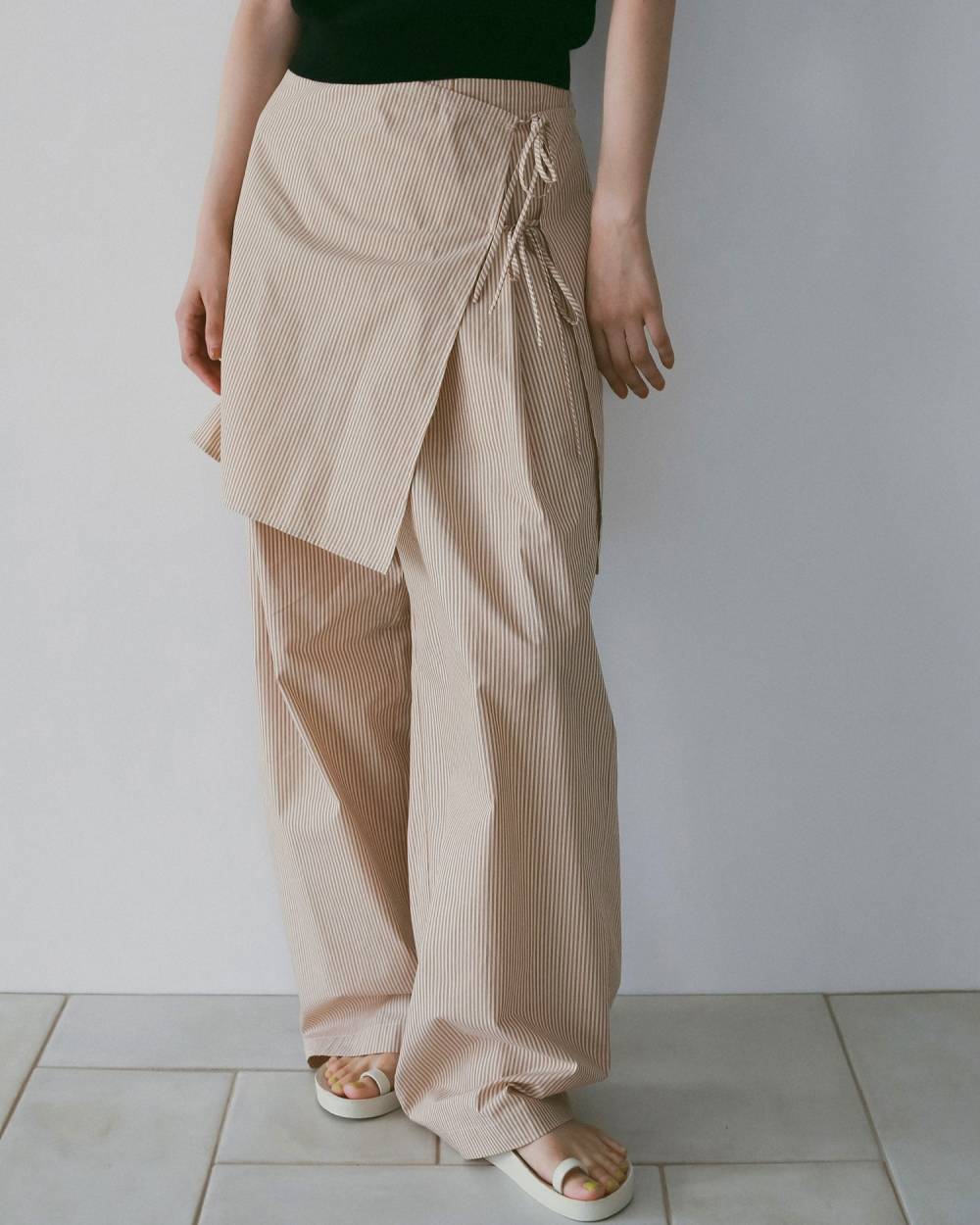 【 anuke 】Stripe Layered Pants