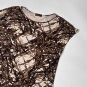 EVEX by KRIZIA エヴェックス バイ クリツィア アート デザイン チュニック丈 半袖 Tシャツ カットソー 40/ブラウン ベージュ系 レディース