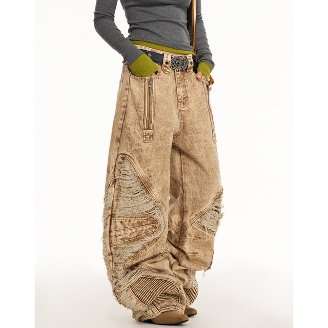 washed distressed design denim　ウォッシュドクラッシュデザインデニム　J1705