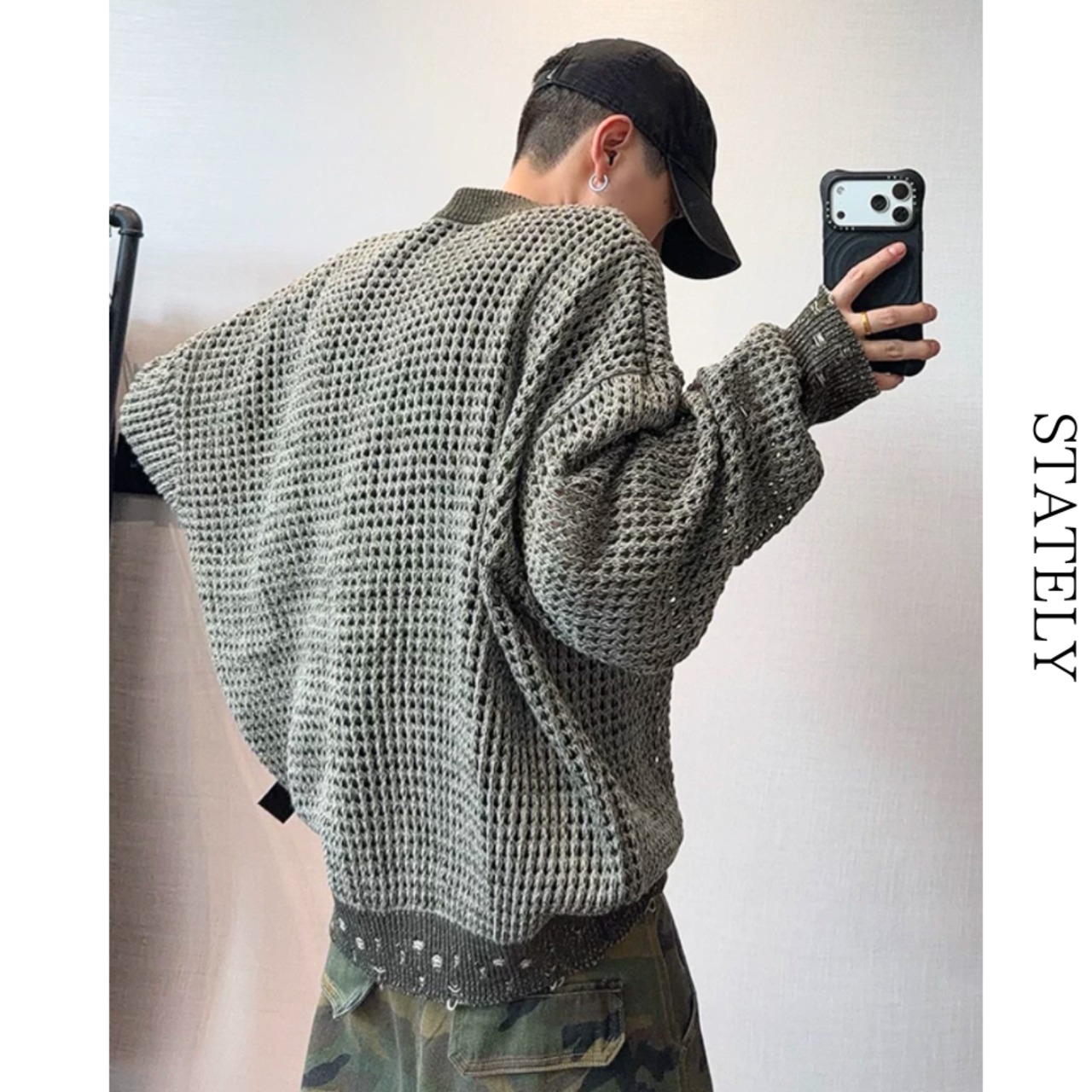 Distressed Mesh オーバーニット_T02・画像2