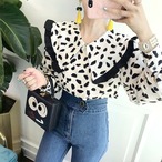 ダルメシアン 襟 ブラウス【2色】
