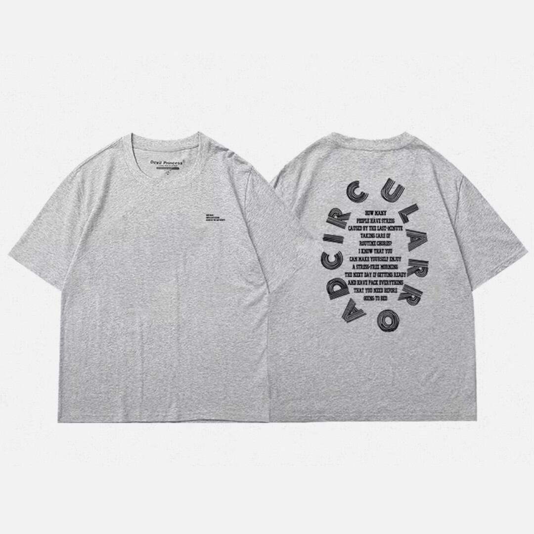 レトロなバックプリント半袖Tシャツ K17031