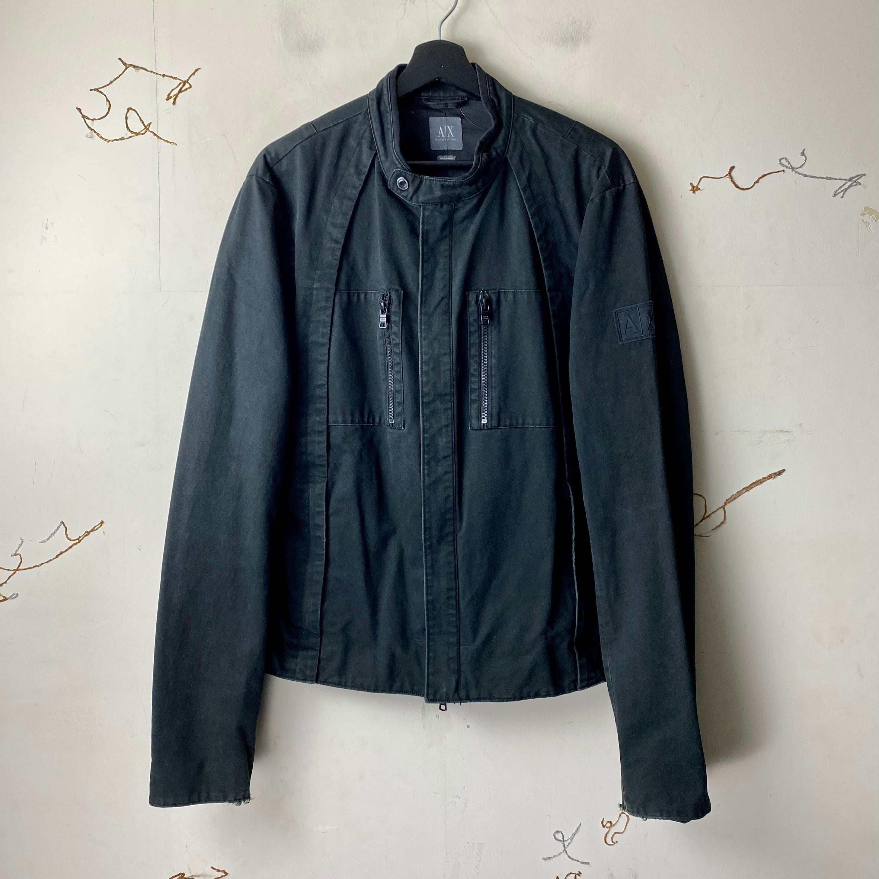 vintage ARMANI EXCHANGE black moleskin riders jacket | NOIR ONLINE
