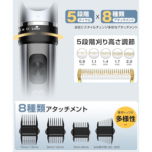 2025新 発売・日本製刃】 バリカン メンズ 防水 usb-c 充電式