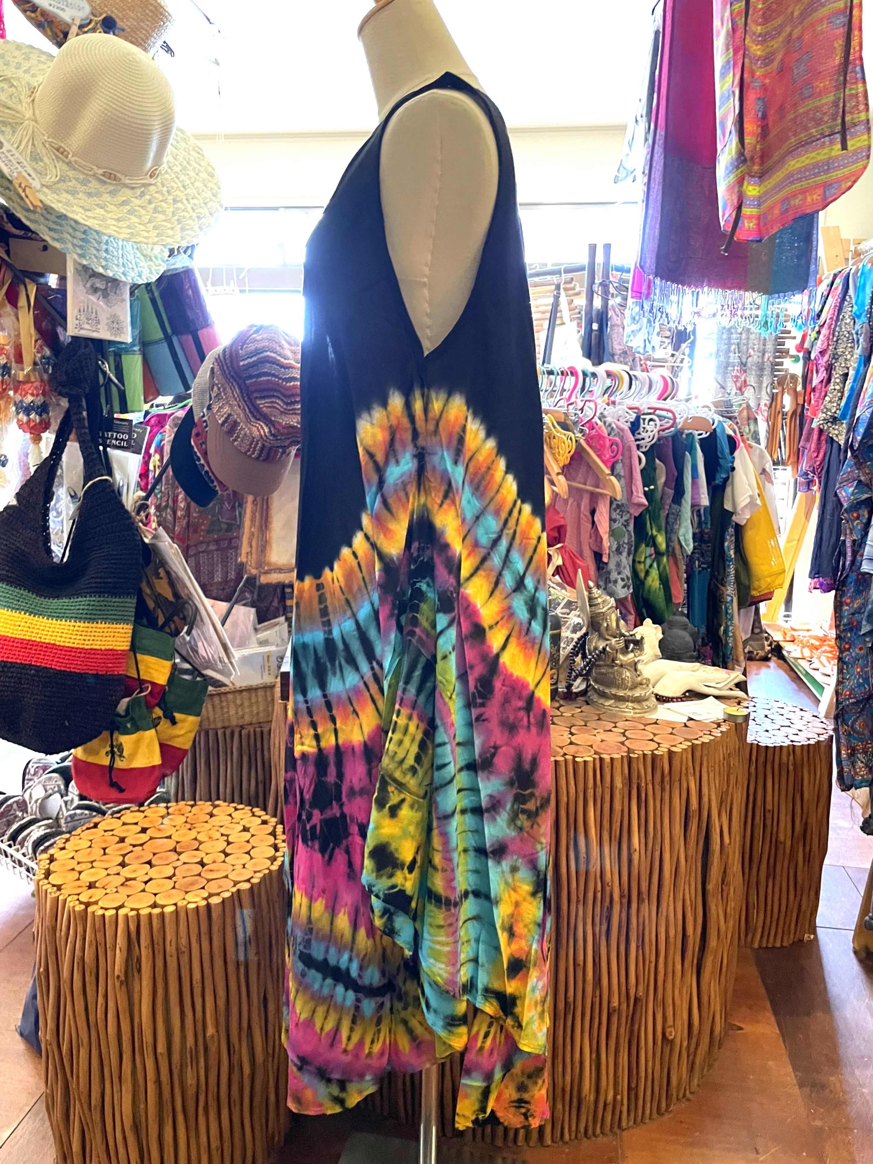 ご購入者様決定 タイダイ柄ノースリーブワンピース白紺チュニック