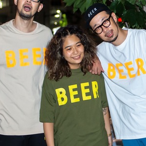 BEER 蛍光ロゴT  ベージュ