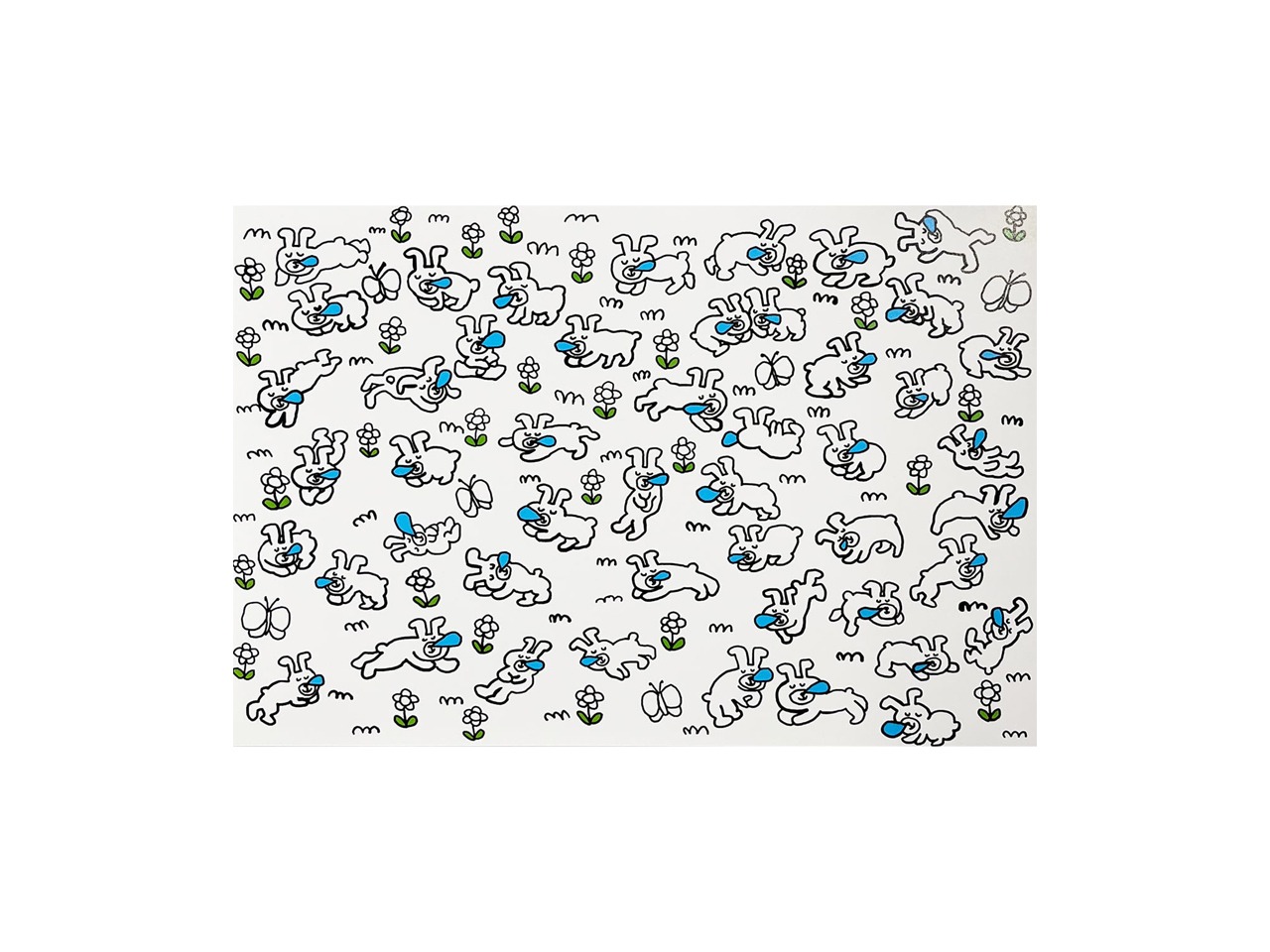 天明幸子 ポストカード『うさぎいっぱい（寝ているうさぎ）』