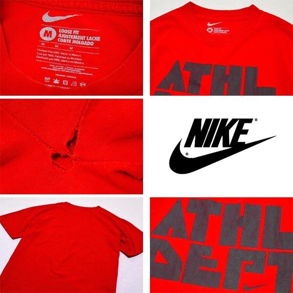 1点物◇ナイキNIKE赤プリントTシャツUSA古着メンズMLレディース