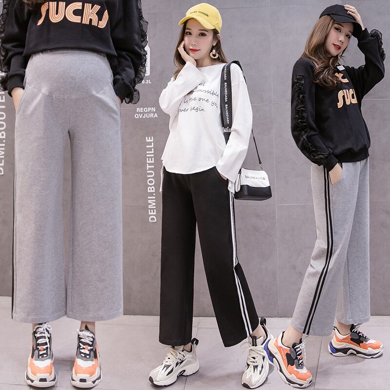 【新作】【送料無料】 妊娠パンツ春秋スポーツルーズマタニティパンツマタニティワイドレッグパンツ スプリング 春物 オータム 秋物 AL expec355757646282