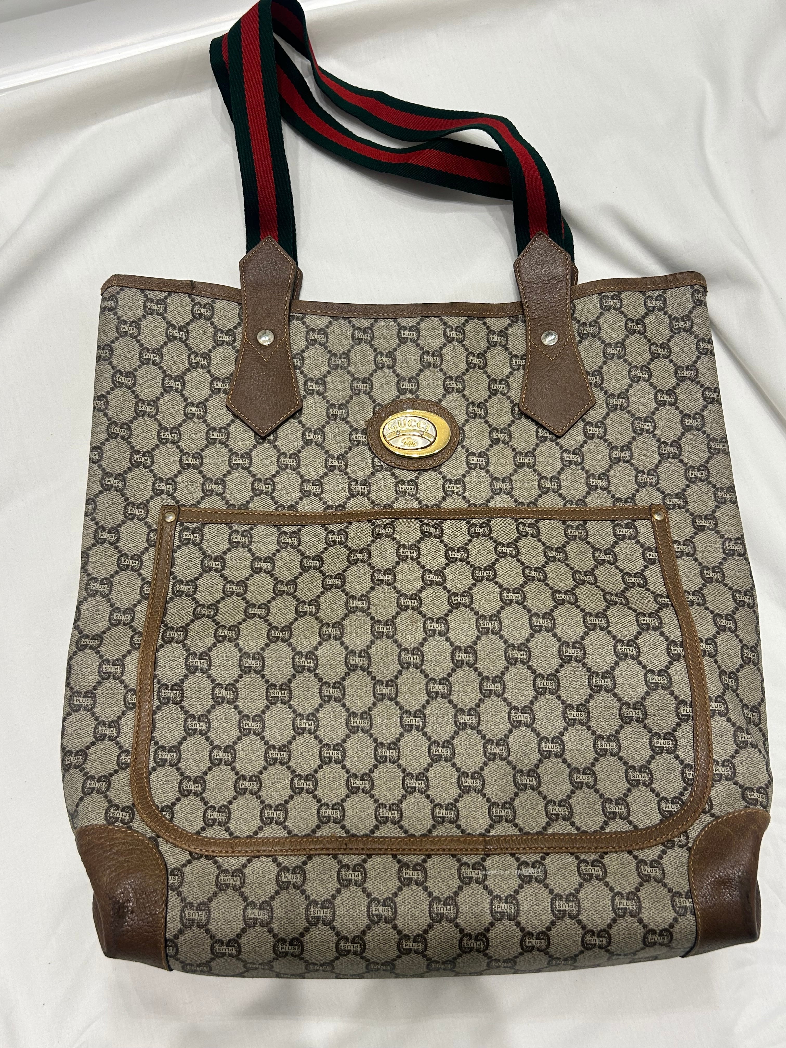 GUCCI / vintage GUCCI Plus monogram tote bag with inner pocket