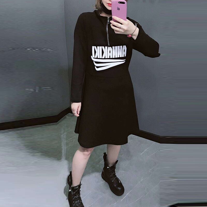 プラスサイズの女性の服2020新しい秋のファットウエアフレンチドレス、年齢の薄い、ウエスタンスタイルのレタースカート ミックスインファッション8481706370