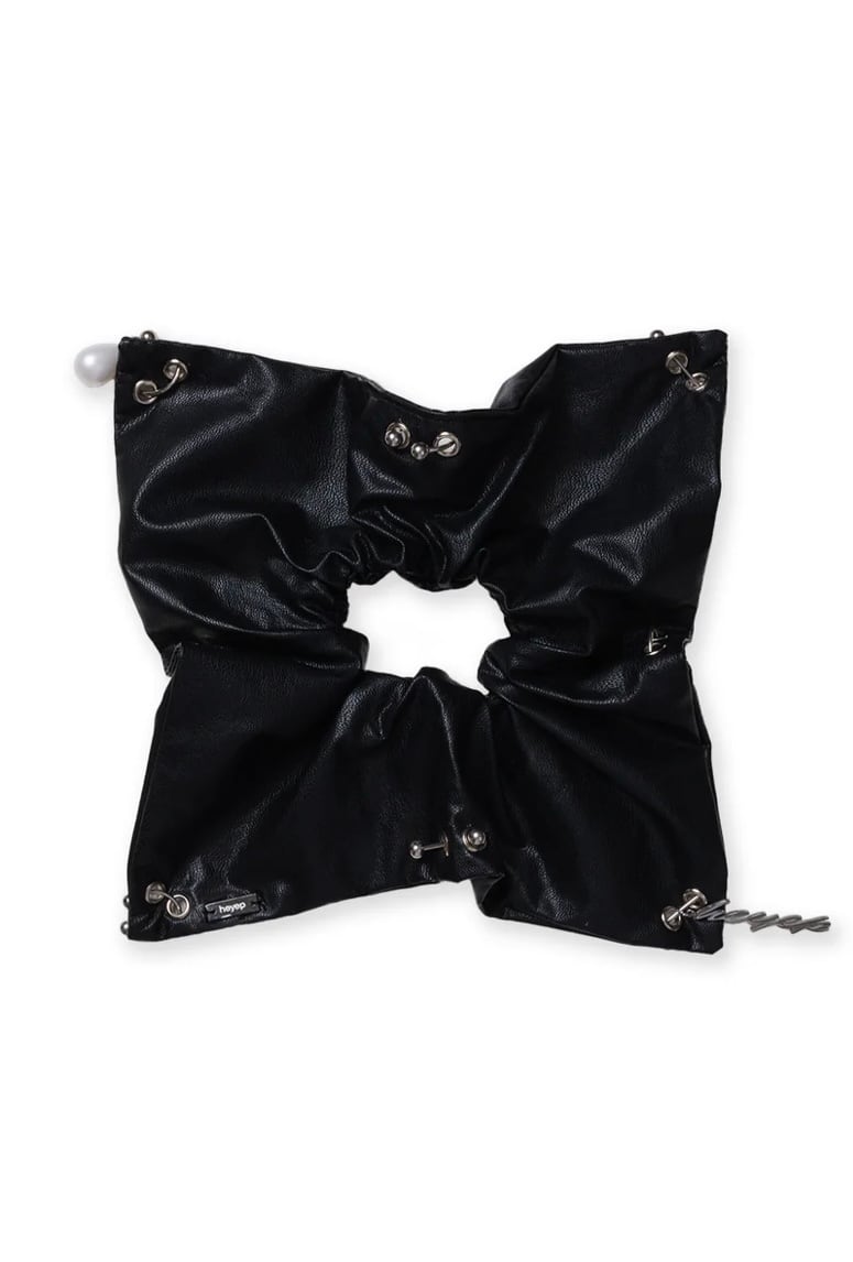 HEYEP Faux Leather Piercing Detail Scrunchie | AAR