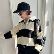 ワイドボーダーラガーシャツKnit/モノトーン