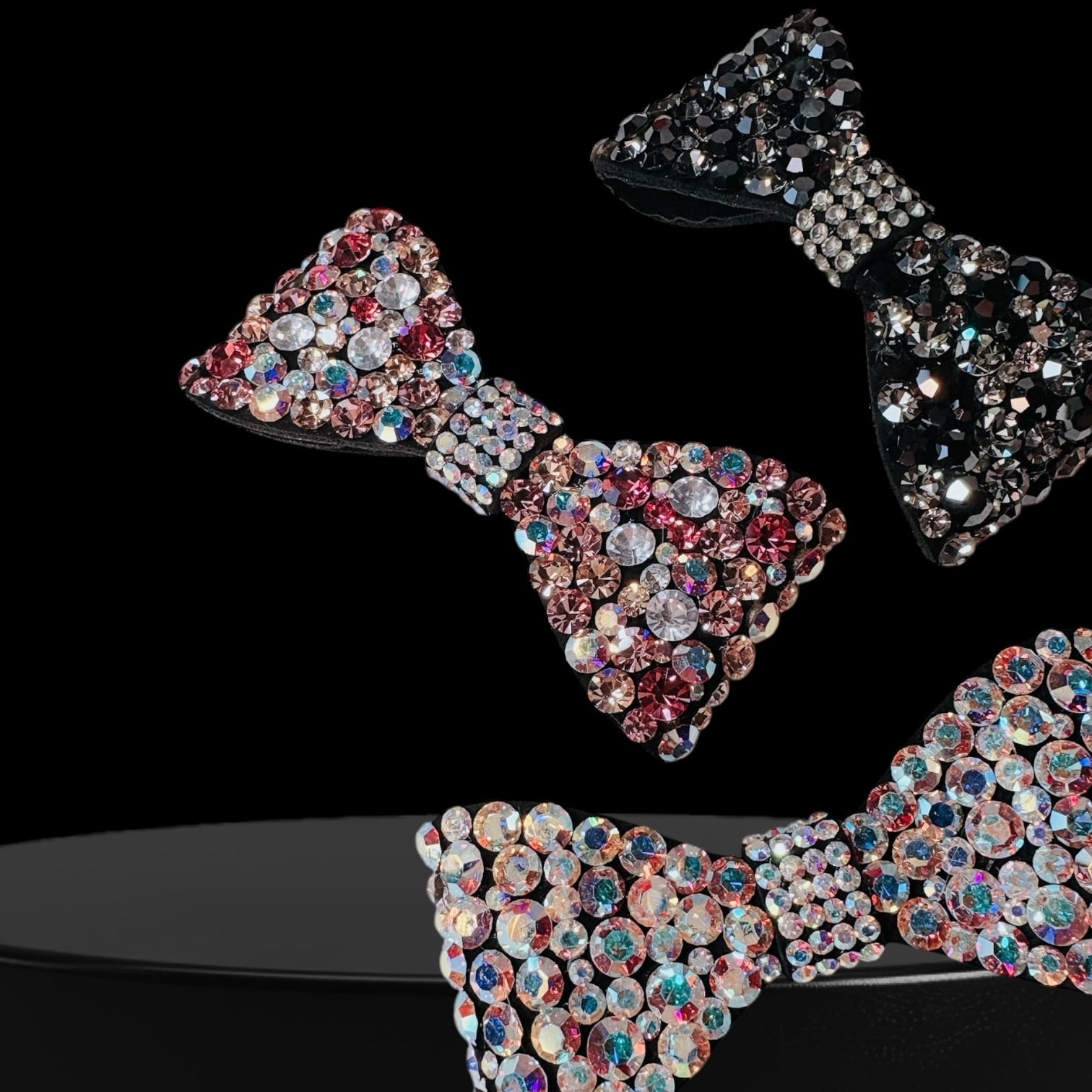 CLOSE SALE★cm0037 ブローチ/ビジューリボンL【Black Label】