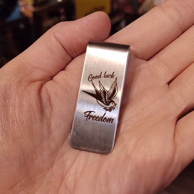 マネークリップ/ステンレス シルバー/バード/アメリカン雑貨 USA 財布 キーホルダー