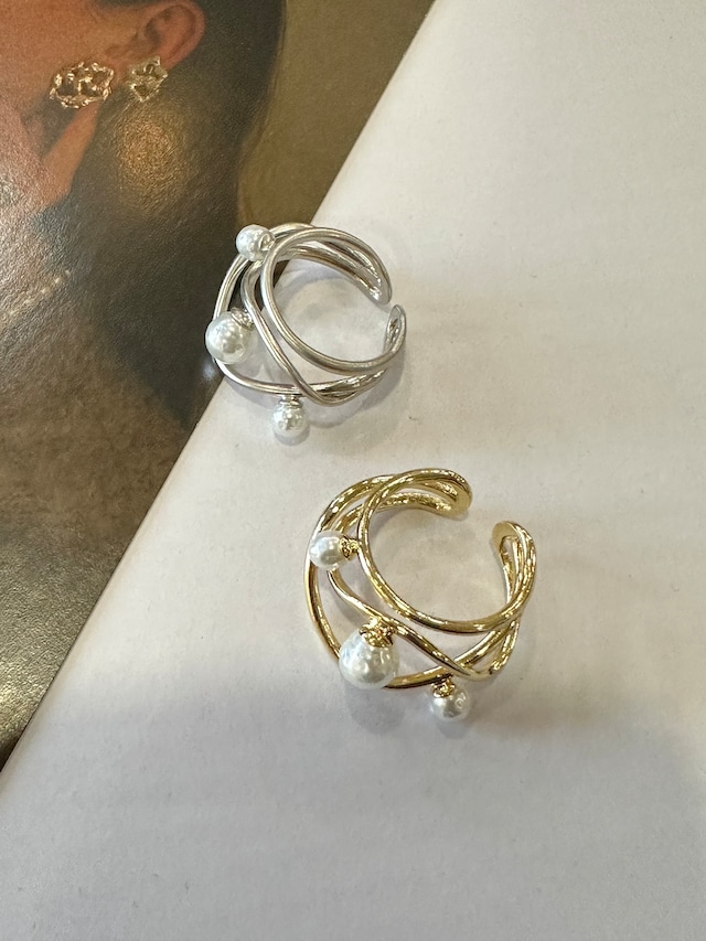 【Sea'ds Mara】Layered wave pearl ring