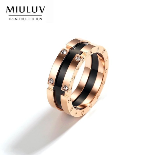 【MIULUV】リング 指輪 金属アレルギー対応 韓国アクセサリー レディース メンズ ローズゴールド チタン DTC-559650724891