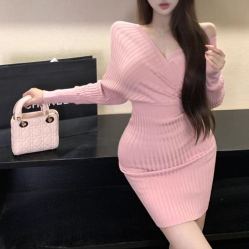 3色／前後2wayカシュクールニットワンピ ・13206