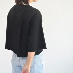 クロップドシャツ 高島ちぢみ ブラック