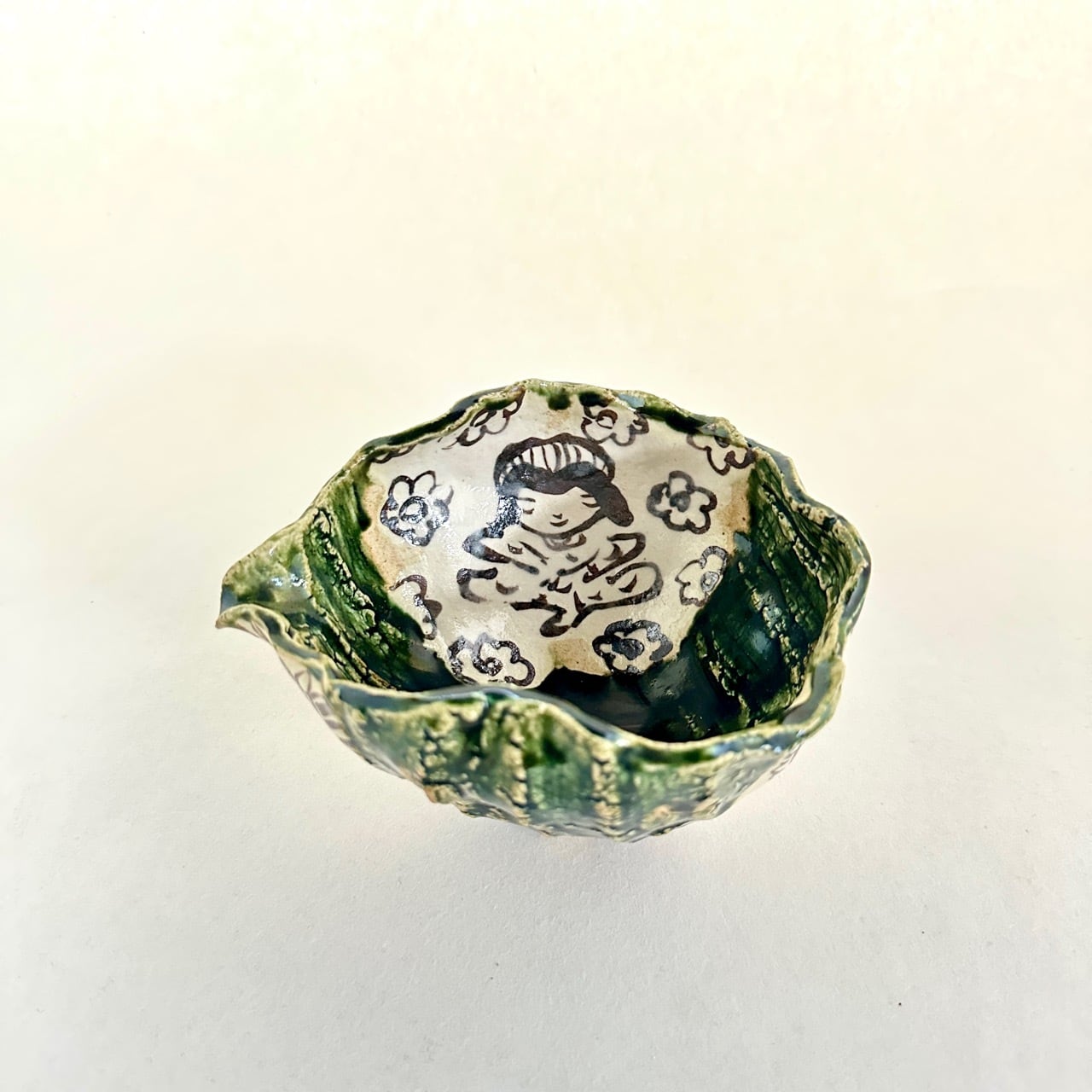 織部波渇水鉄絵片口【榛澤宏】