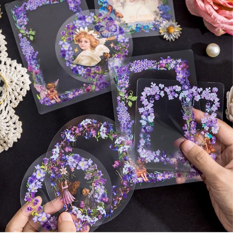 フェアリー 花 フレームシール【S1478】 コラージュ素材 purple 妖精