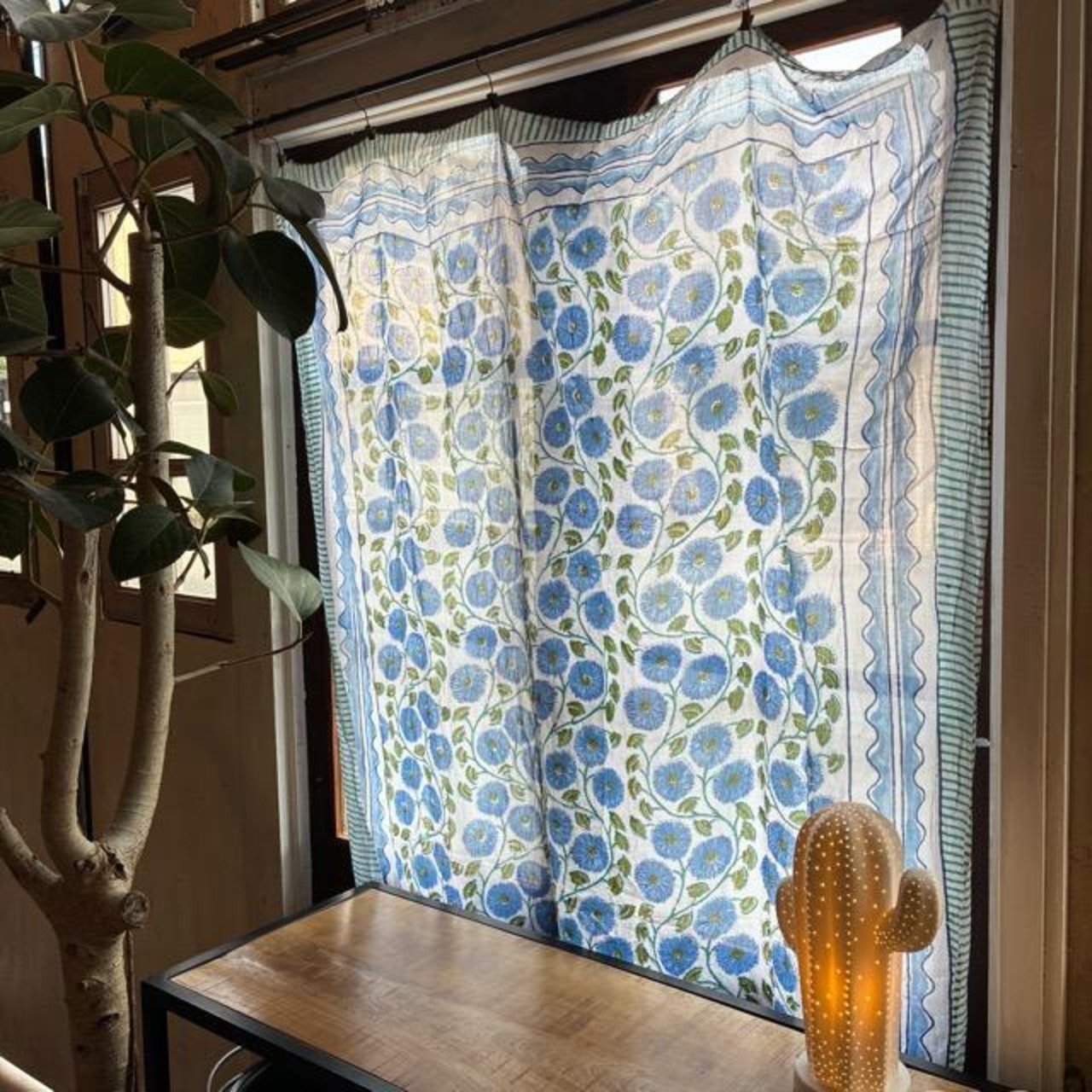 TOPANGA Homefurnishing India Block print curtain Blue B 110×180cm