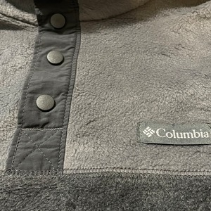 【Columbia】フリース ハーフスナップ スナップT ハーフボタン ワンポイントロゴ  ツートンカラー 切替 バイカラー M コロンビア US古着