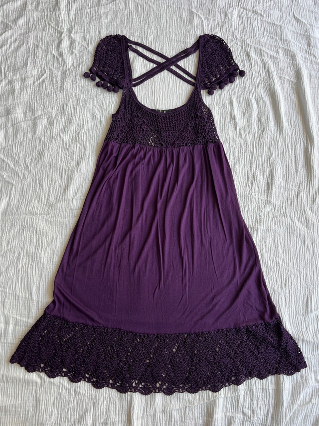 "BPN"ブラックピースナウ Lace Knitted Dress