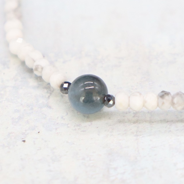 【Deep Sea Party】ブラックアクアマリン×アクアマリン×マグネサイト ブレスレット