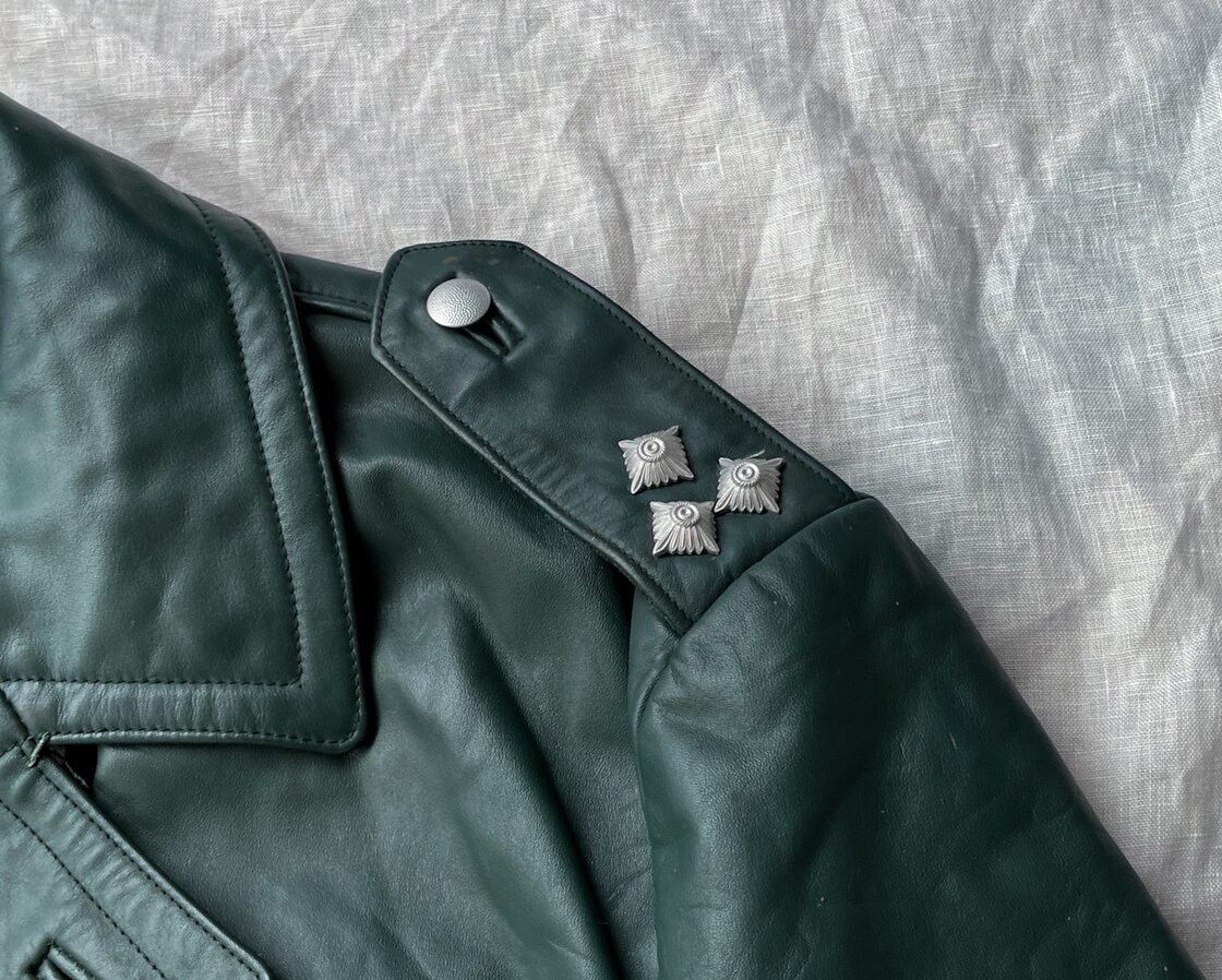 50s 60s ドイツ軍 実物 肩章付き レザー コート ミリタリー ライダース 