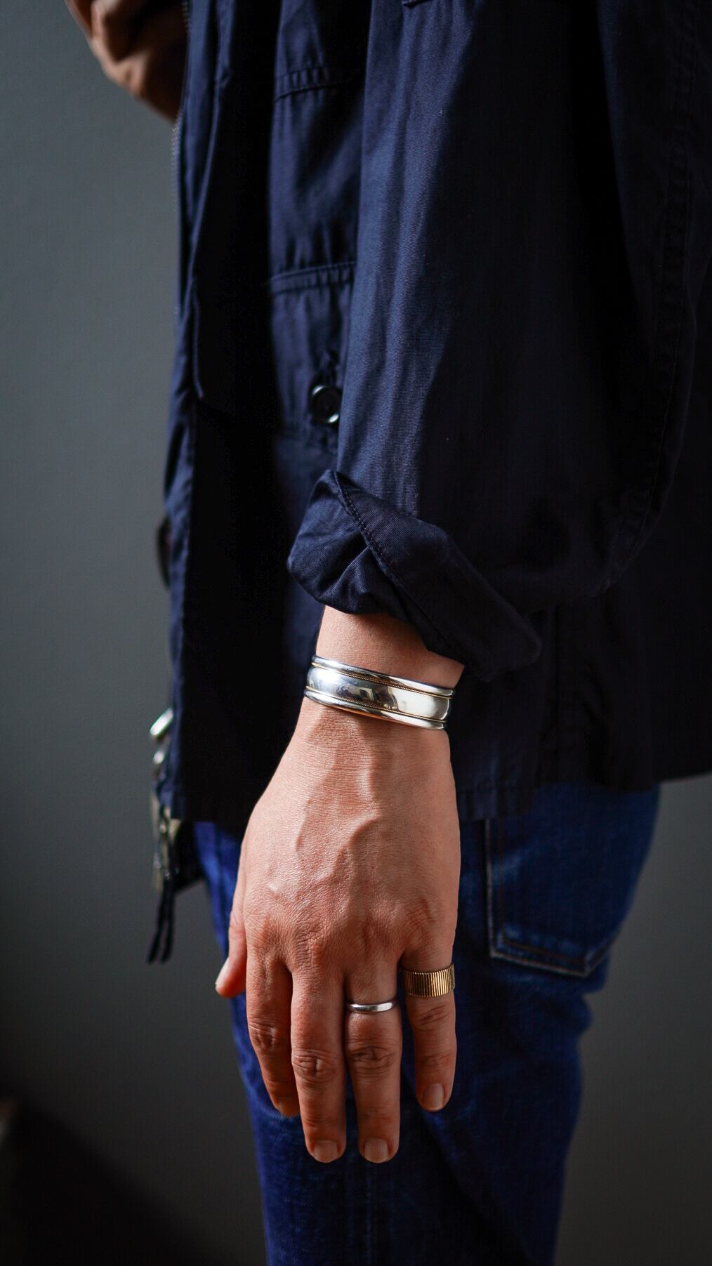 TIFFANY K14×925 ツイストロープ カフ ダブルライン バングル