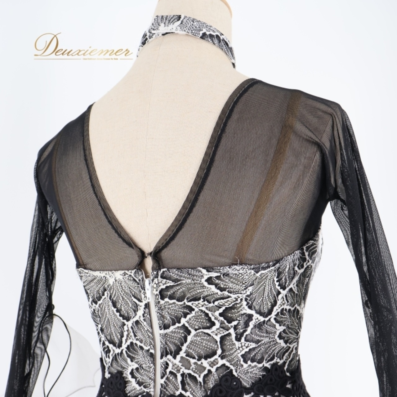 社交ダンス 衣装 スタンダード ドレス ワンピース 白 黒 レース 高級感 パスタイム PASTIME 日本製 パーティ 発表会 フリル フロート ブラック系 ホワイト系 モノトーン スカート 軽い お洒落 レディース 鮮やか 上品 ダンス 発表会用 衣装用 スタイリッシュ パフォーマンス用