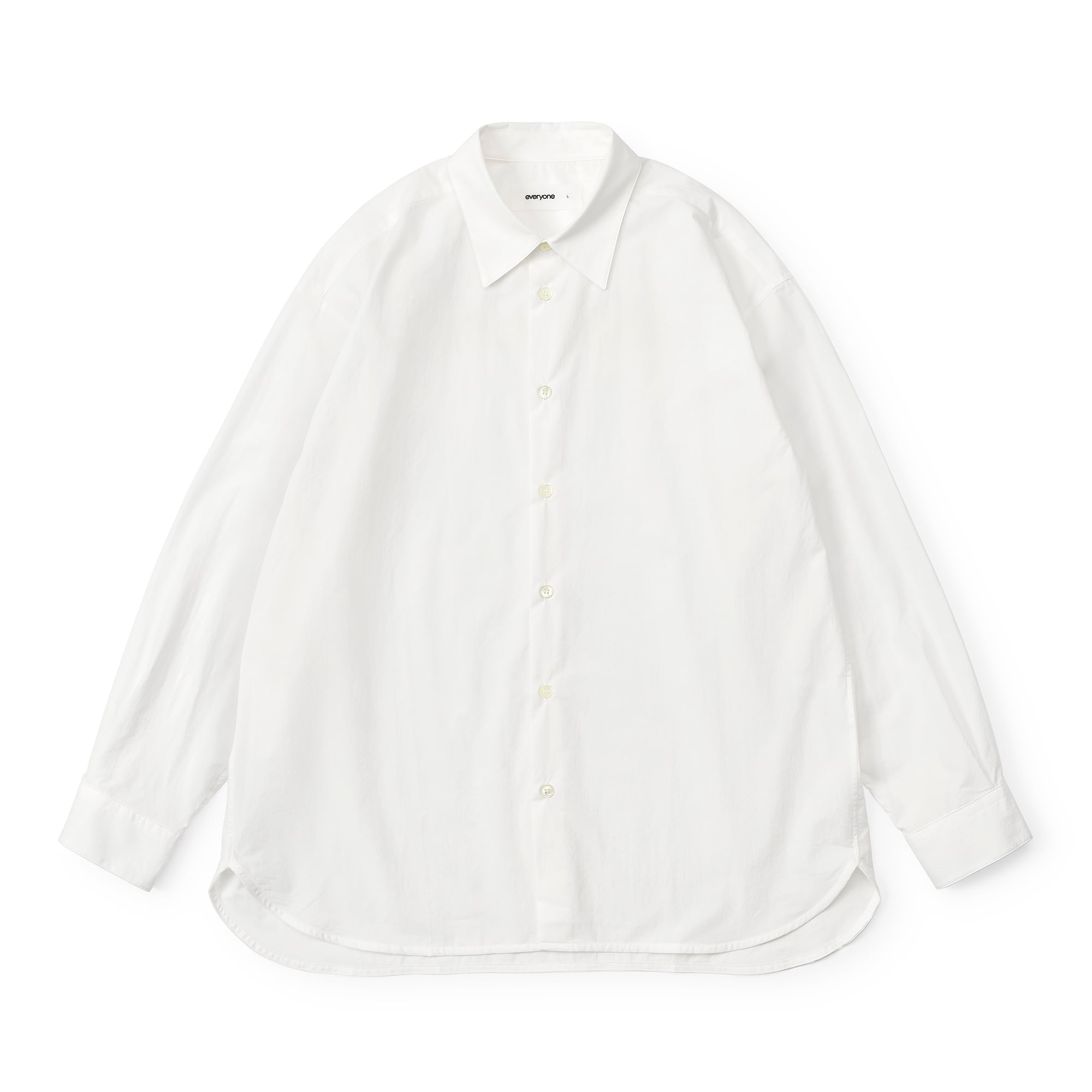 everyone back logo typewriter regular collar shirt (WHITE) | everyone
