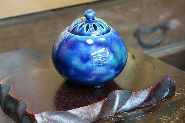 京焼 清水焼 陶器 Kyo-yaki. holder. 香ぐや鶴 香炉 Crane. Japanese 木箱入 Koro ceramic incense