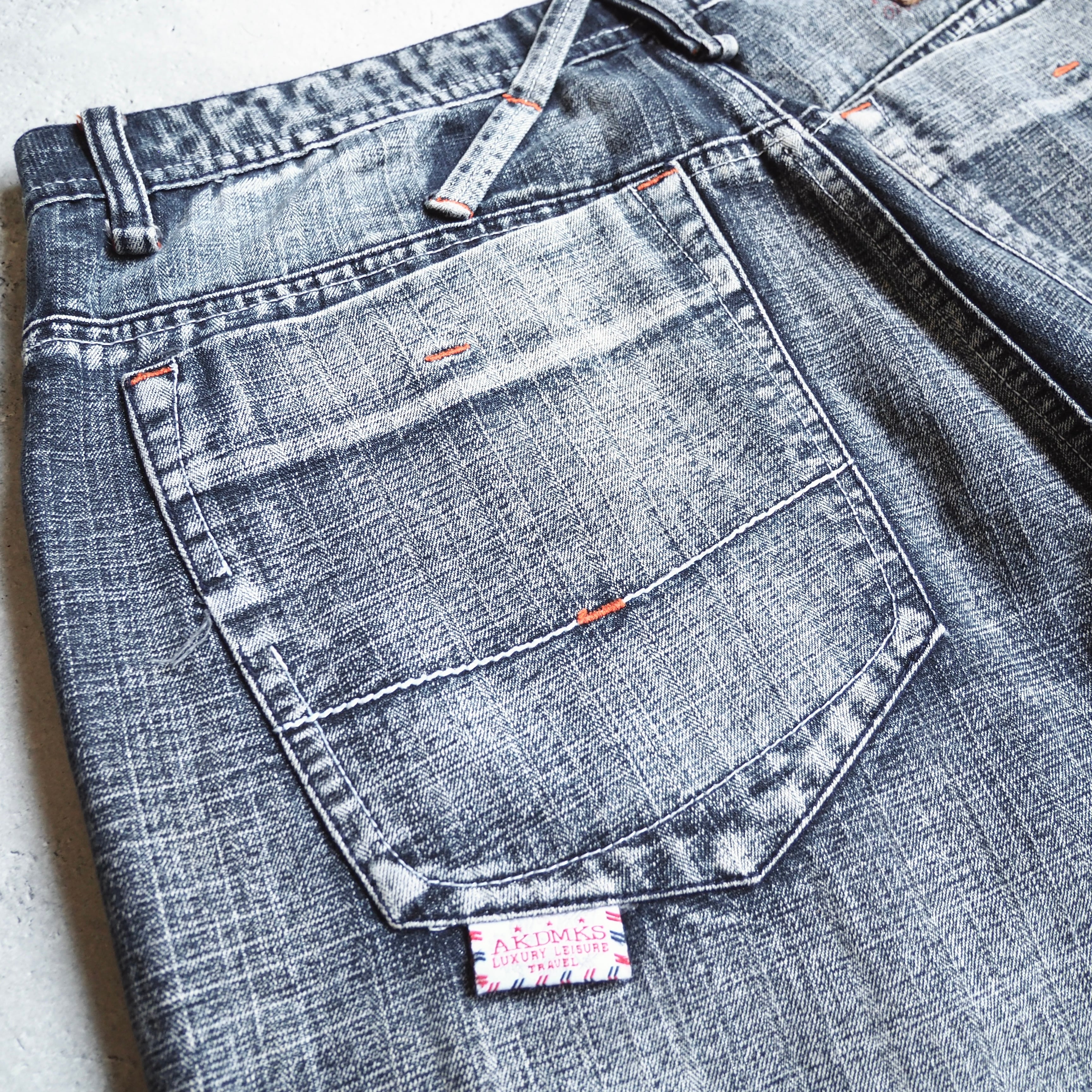 " Special - AKADEMIKS " Good Fade × Damage Vintage Baggy Denim shorts