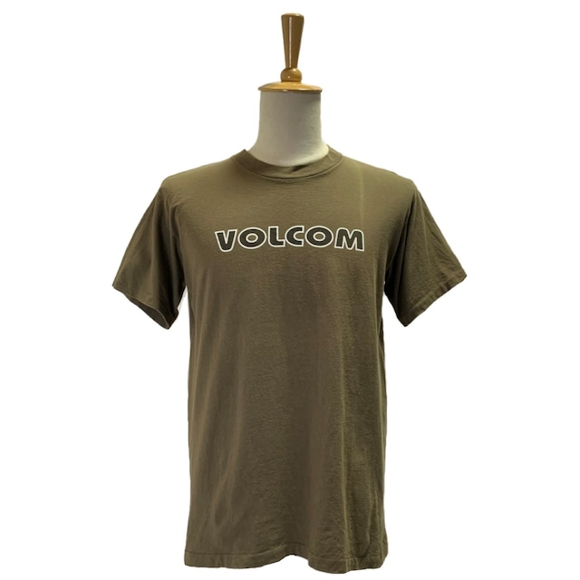 7051  volcom  Tシャツ ロゴT クールネック カーキ L