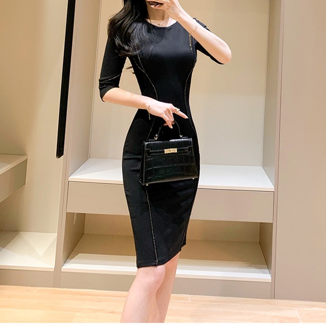 Round Neck Tight Dress(2color)　　 V1033