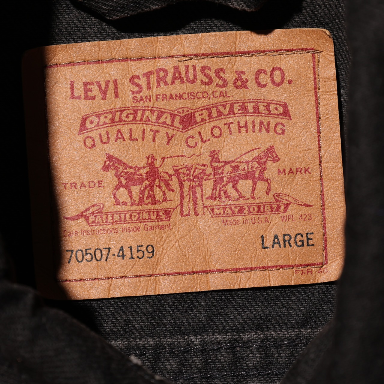 極美品 L Levi’s 70507-4159 USA 92年 サルファーブラックデニムジャケット