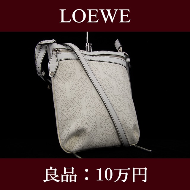 【全額返金保証・送料無料・良品】LOEWE・ロエベ・ショルダーバッグ(アナグラム・斜め掛け・女性・メンズ・男性・白・ホワイト・E209)