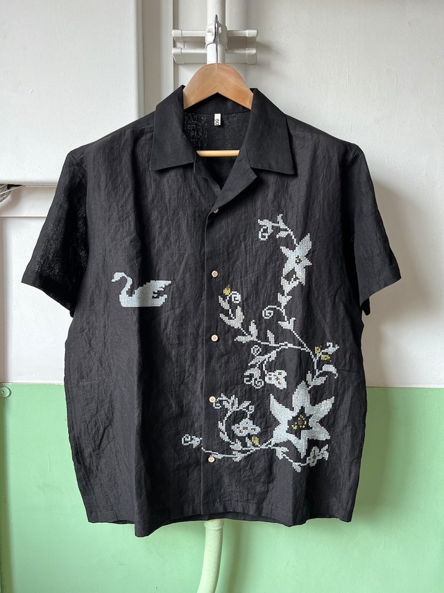【LAST1】Cross-stitch shirt(Black)